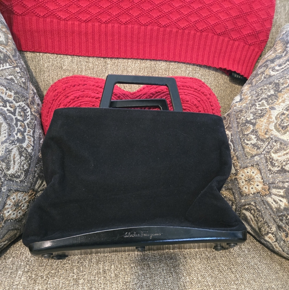 Salvatore Ferragamo Black Suede Tote